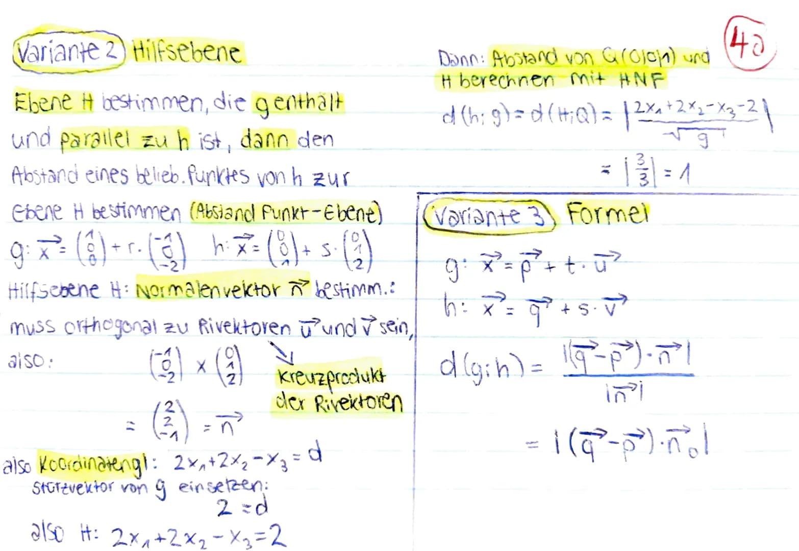 Mathe Klausur 1, J2 : Analyt. Geometrie
P
Abstand Punkt - Ebene
Abstand d (P:E): kleinste Entfernung
des Punktes P von der Ebene E; bzw.
Län