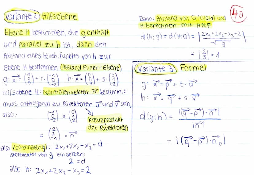 Mathe Klausur 1, J2 : Analyt. Geometrie
P
Abstand Punkt - Ebene
Abstand d (P:E): kleinste Entfernung
des Punktes P von der Ebene E; bzw.
Län