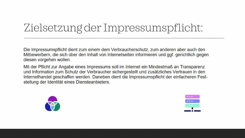 D
A
Impressum Impressum Information:
Telemediengesetz (TMG)
Ursprünglich wurde der Begriff 'Impressum' ausschließlich in Verbindung mit Büch