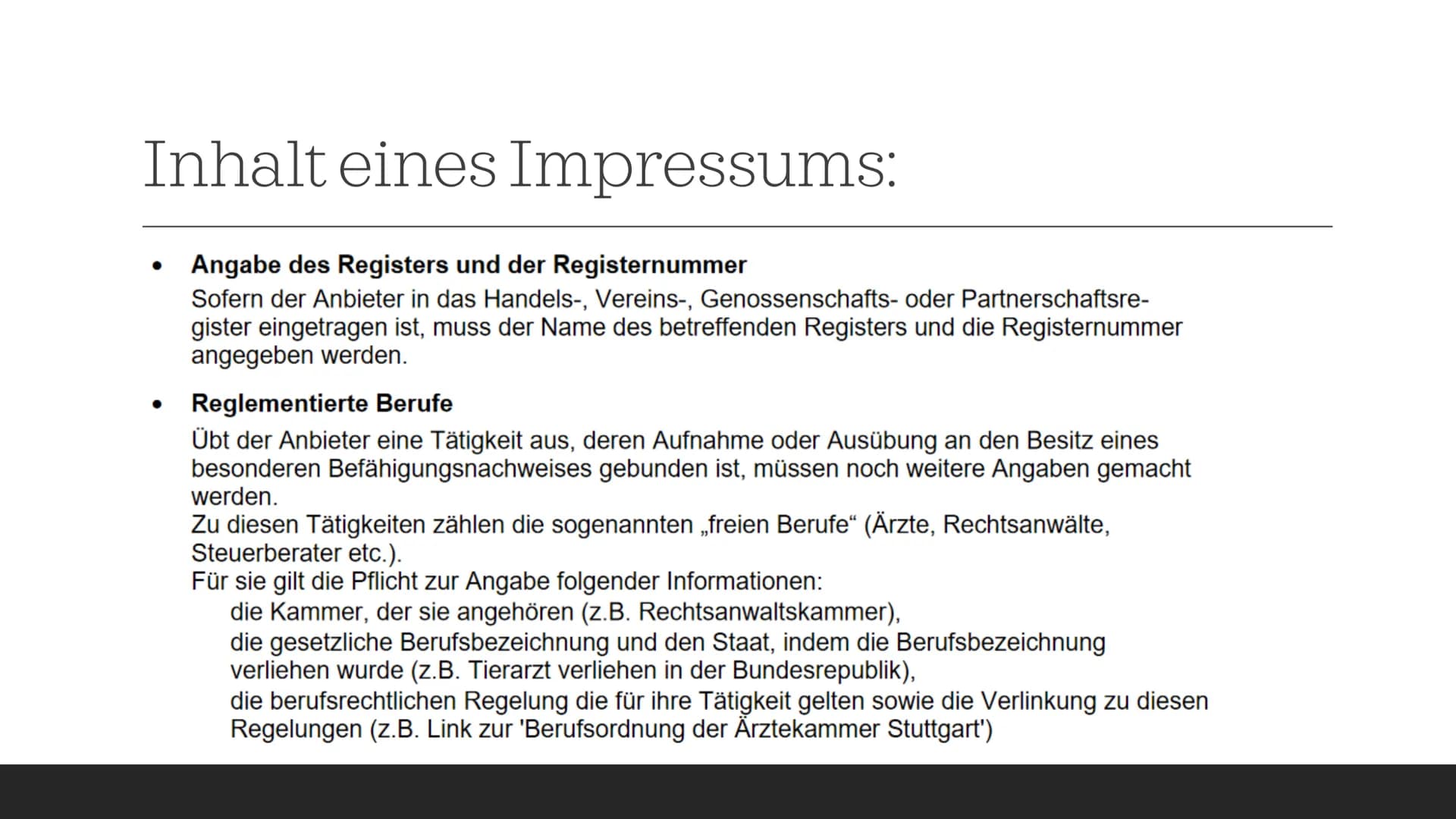 D
A
Impressum Impressum Information:
Telemediengesetz (TMG)
Ursprünglich wurde der Begriff 'Impressum' ausschließlich in Verbindung mit Büch