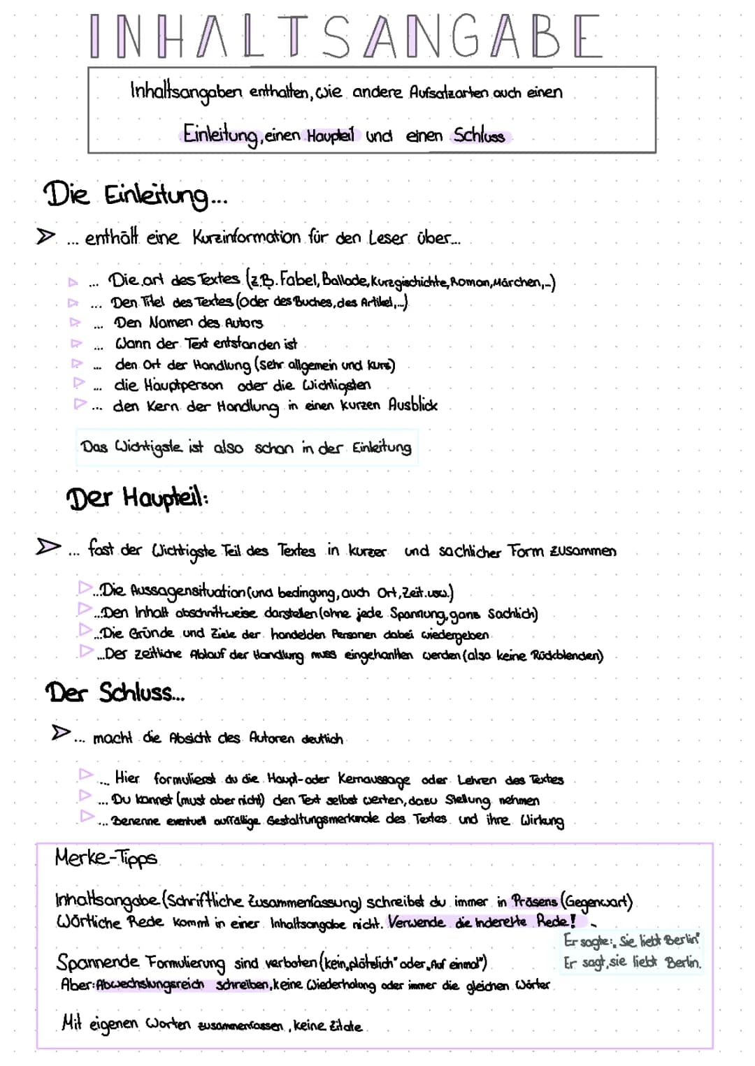Inhaltsangabe schreiben