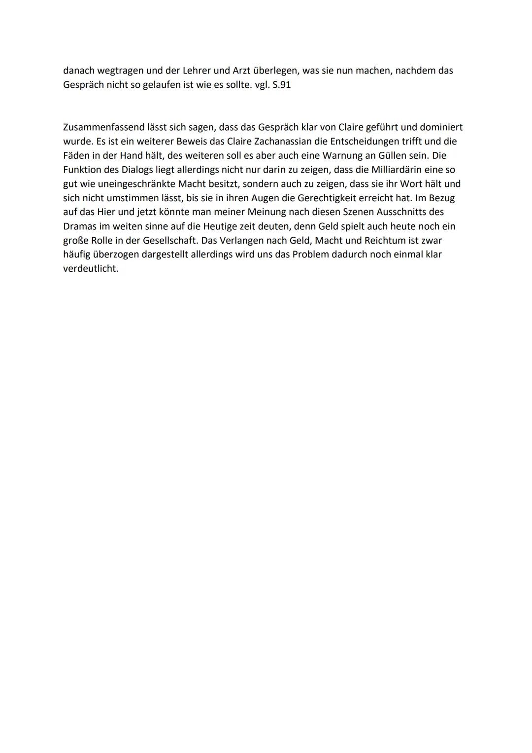 Dialog Analyse
Szene in der peterschen Scheune (S.86-91)
In dem Drama ,,Besuch der alten Dame", von Friedrich Dürrenmatt aus dem Jahr 1950 g