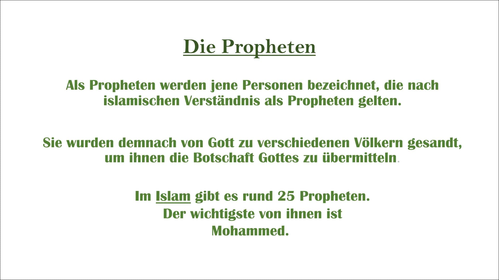 Islam
Präsentation von Iman und Schugufa
- BOSE BR Inhaltsverzeichnis
Die Geschichte und die Entstehung des
Islams
+
--
Unser Gott
Die Proph