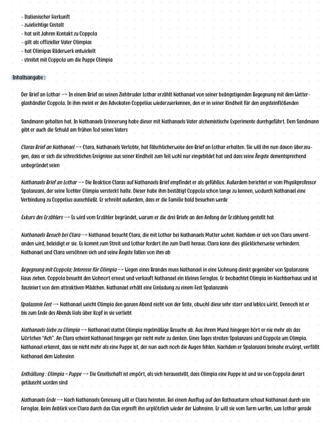 Ein Fach
Deutsch
C
Hassan Raja
E.T.A. Hoffmann
Der
Sandmann Wichtige Charaktere
Nathanael:
- Hauptfigur der Erzählung
- ist ein junger Stude