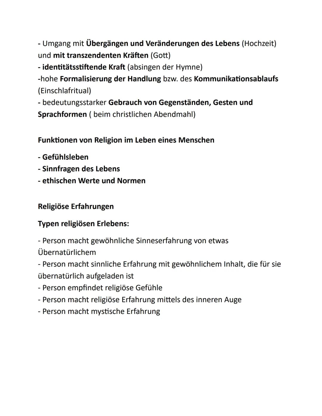 Religion Lernzettel
funktionaler Religionsbegriff:
- was Religion leistet und bewirkt
- umschreibt äußere Erscheinungsformen, Traditionen, R