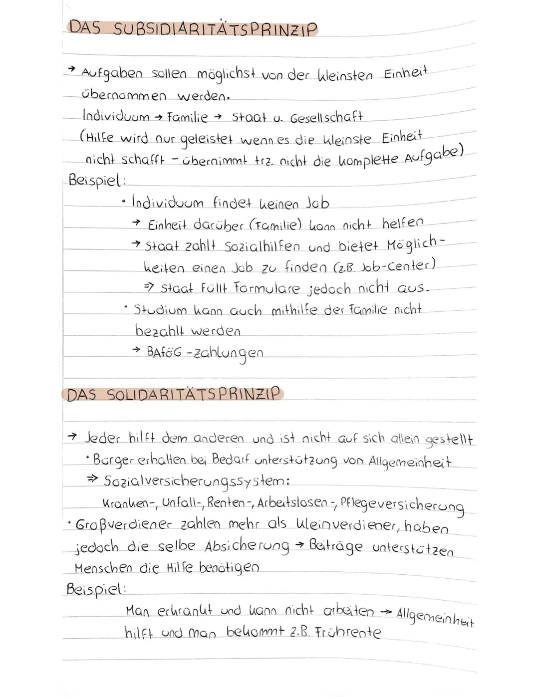 DAS SUBSIDIARITÄTSPRINZIP
→ Aufgaben sollen möglichst von der kleinsten Einheit
übernommen werden.
Individuum → Familie → staat u. Gesellsch