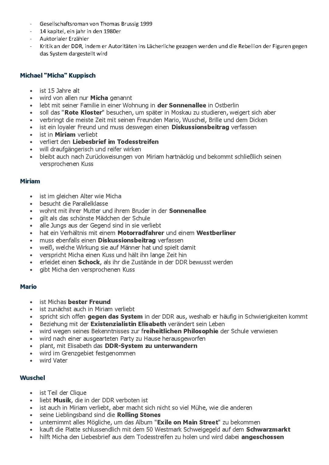 Am kürzeren Ende der Sonnenallee Charakterisierung