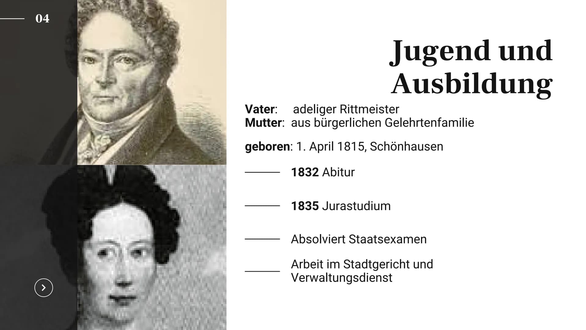 Präsentation von Jasmine Brauer
Otto von
Bismarck
01 02
„Nicht durch Reden und
Majoritätsbeschlüsse werden große
Fragen der Zeit entschieden