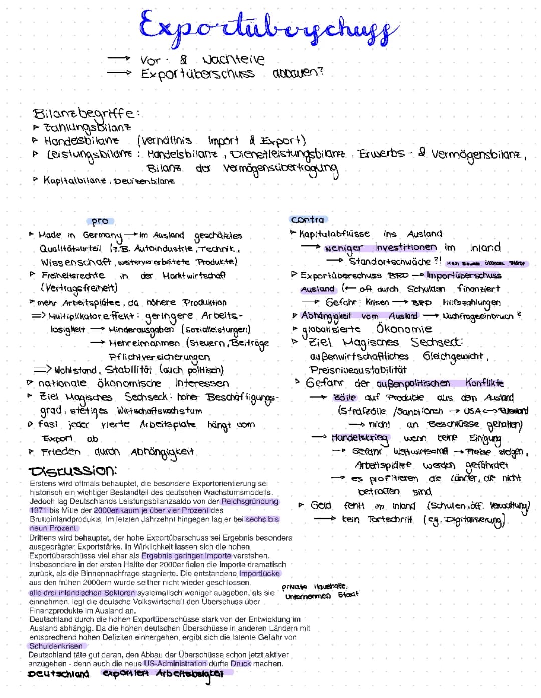 Exportübserschuss pro/contra