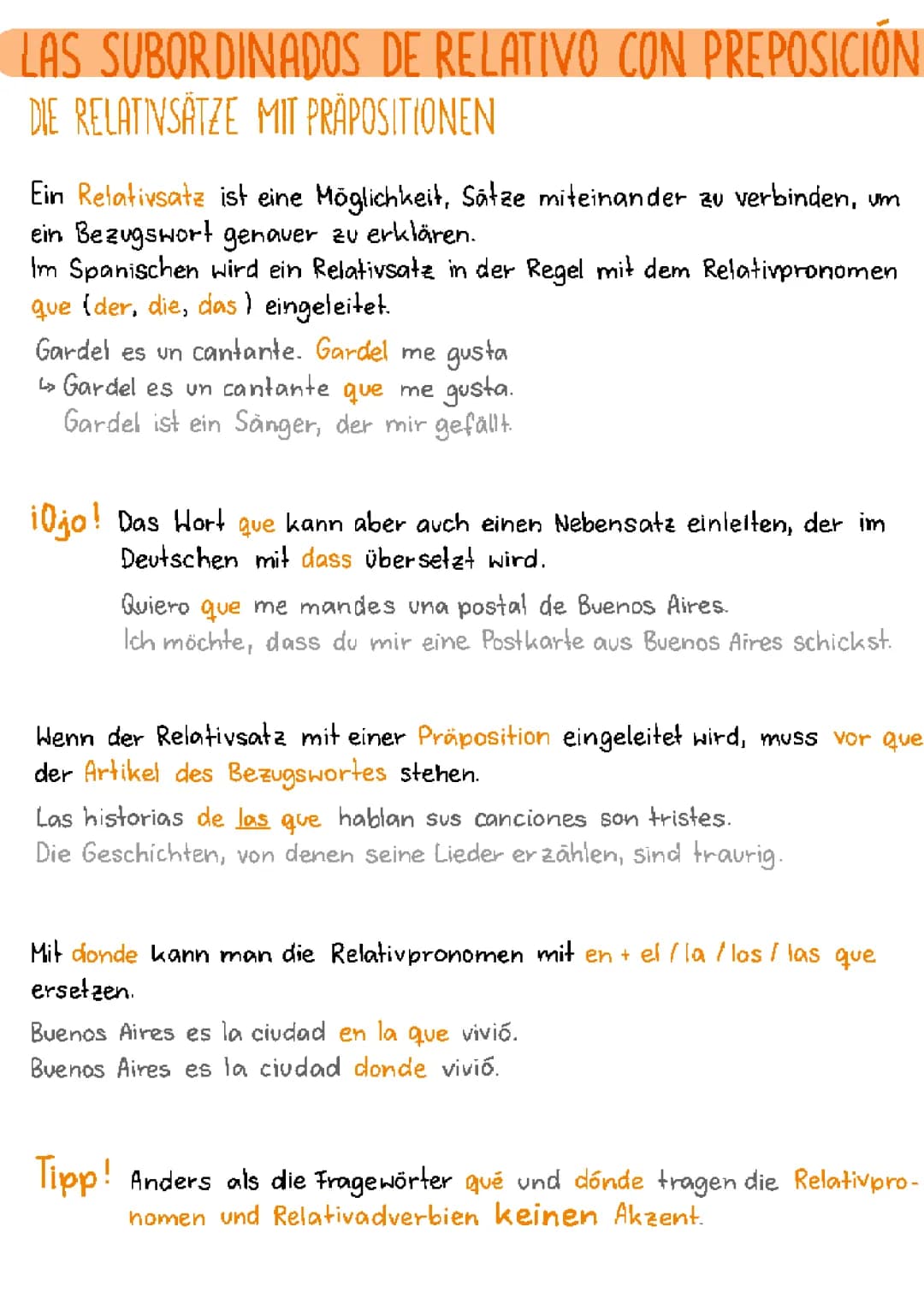 Relativsätze mit Präpositionen: Übungen und Beispiele für Spanisch und Deutsch