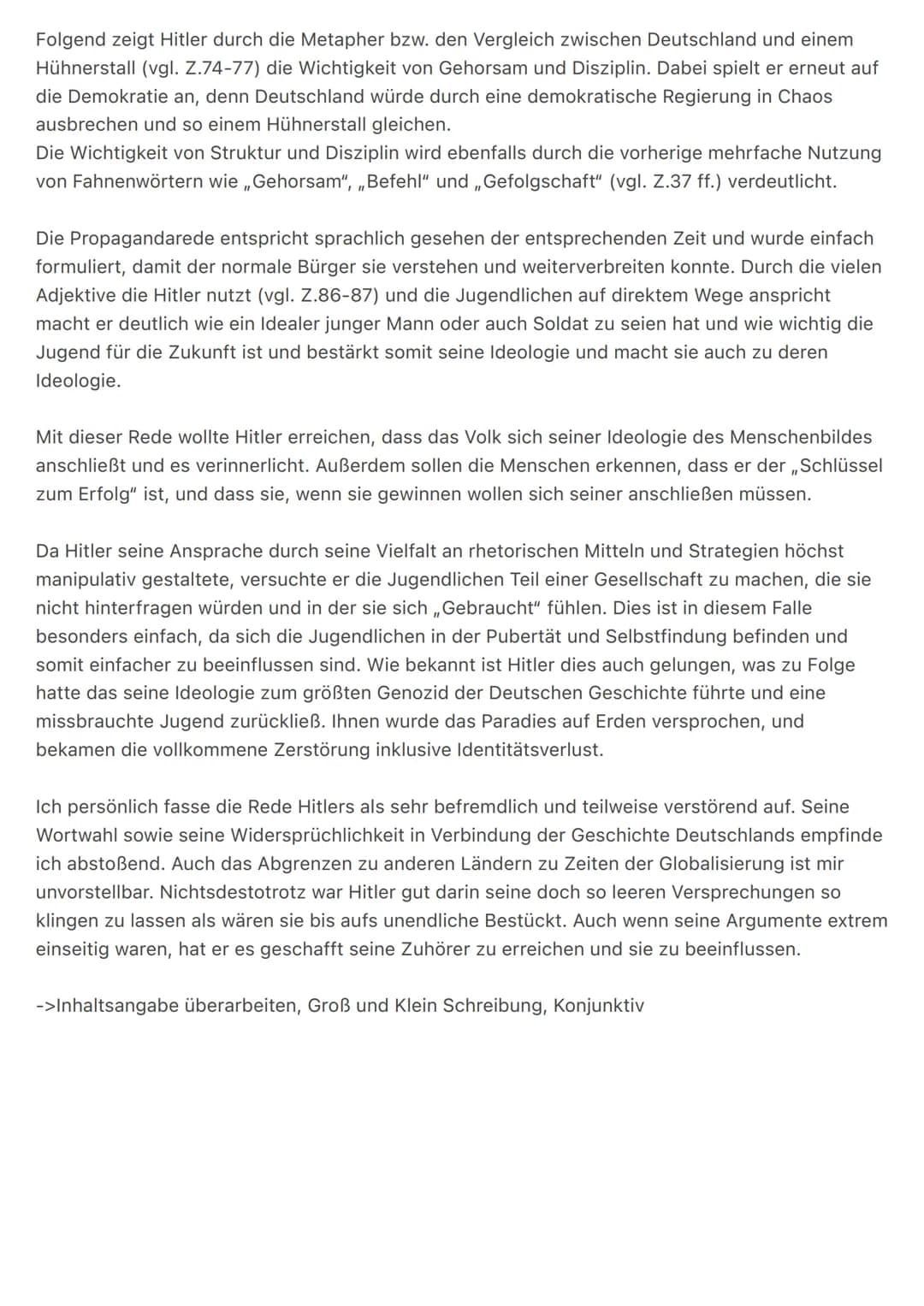Analyse Hitlerjugend
D4 RHETORIK
314
Manipulation durch Sprache-Propaganda im Dritten Reich
alle Cine Ebome Adolf Hitler: Rede an die Hitler
