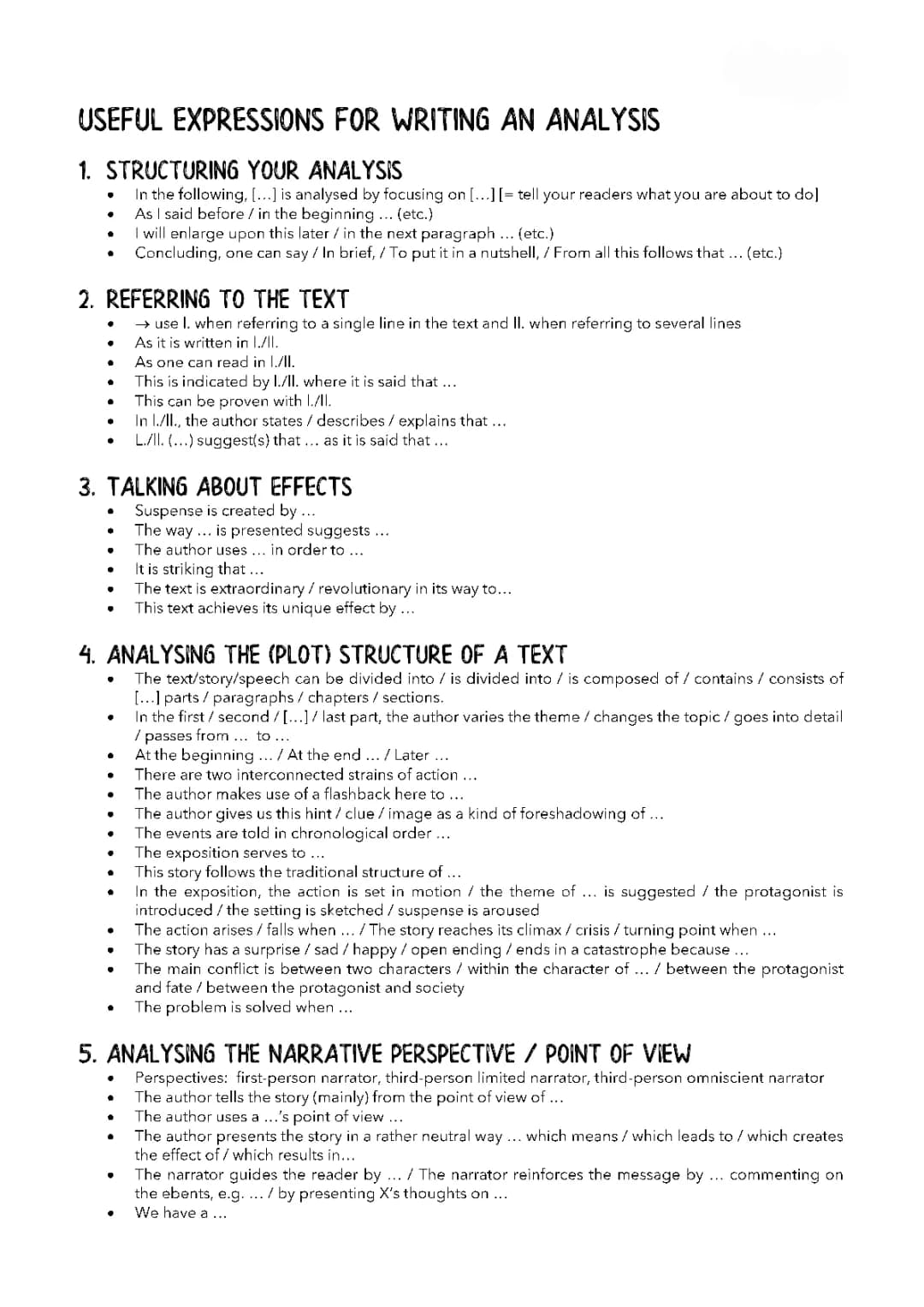 writing an analysis 