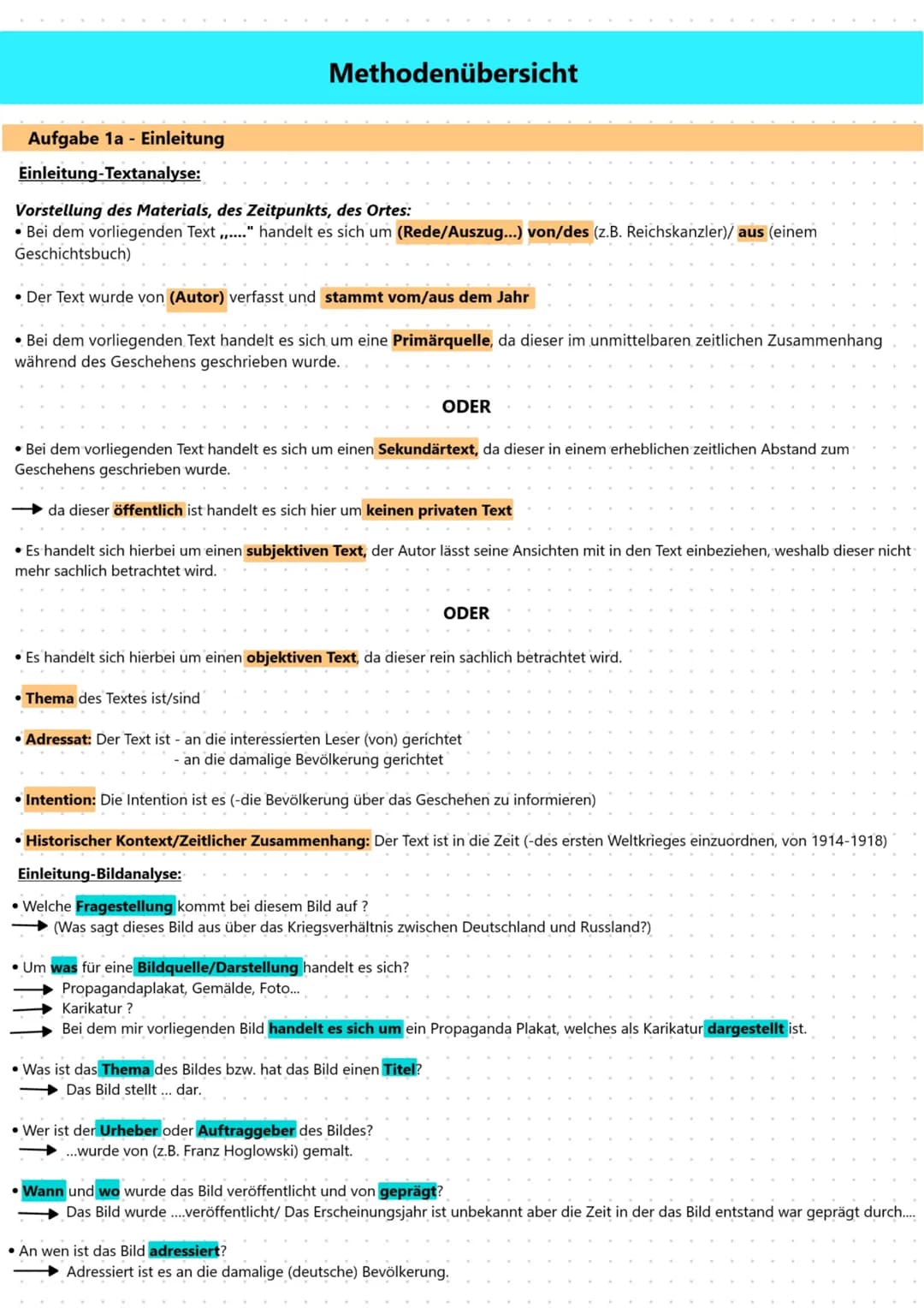 Aufgabe 1a - Einleitung
Einleitung-Textanalyse:
Vorstellung des Materials, des Zeitpunkts, des Ortes:
• Bei dem vorliegenden Text,...." hand