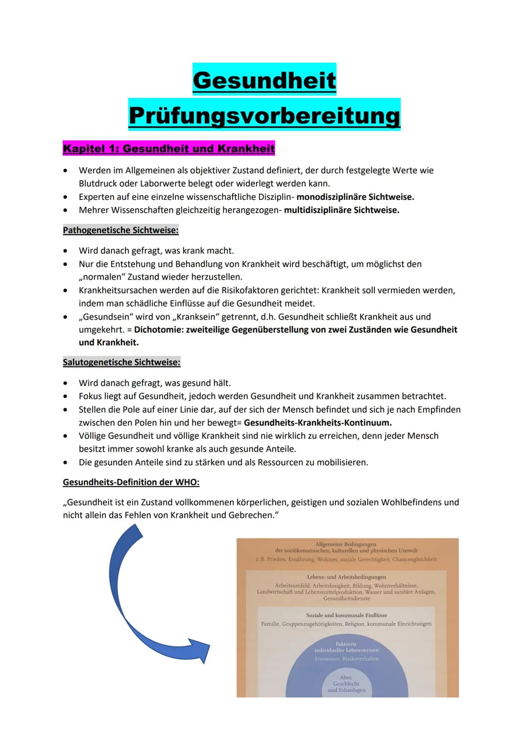 Kapitel 1: Gesundheit und Krankheit
Werden im Allgemeinen als objektiver Zustand definiert, der durch festgelegte Werte wie
Blutdruck oder L