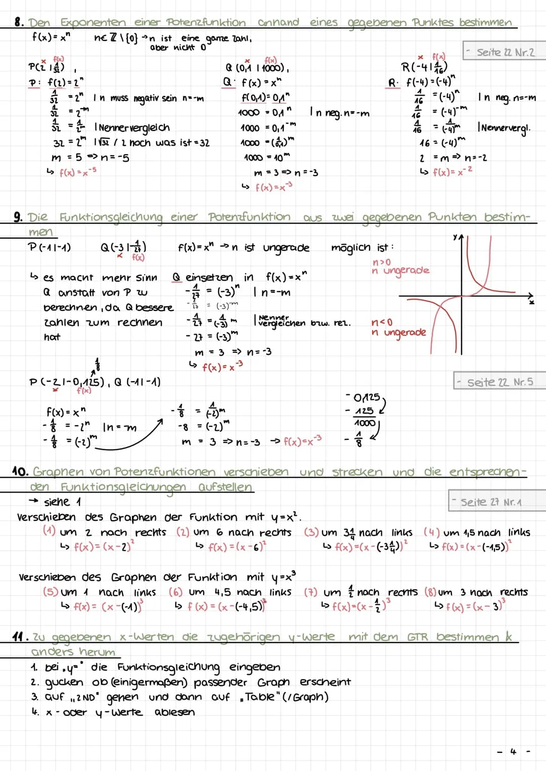 eléméntare funktionen und pótenzfunktionen
1. Allgemein
Definition:
Eine Funktion f mit der Funktionsgleichung f(x)=x" mit xERR und neN\ {0}