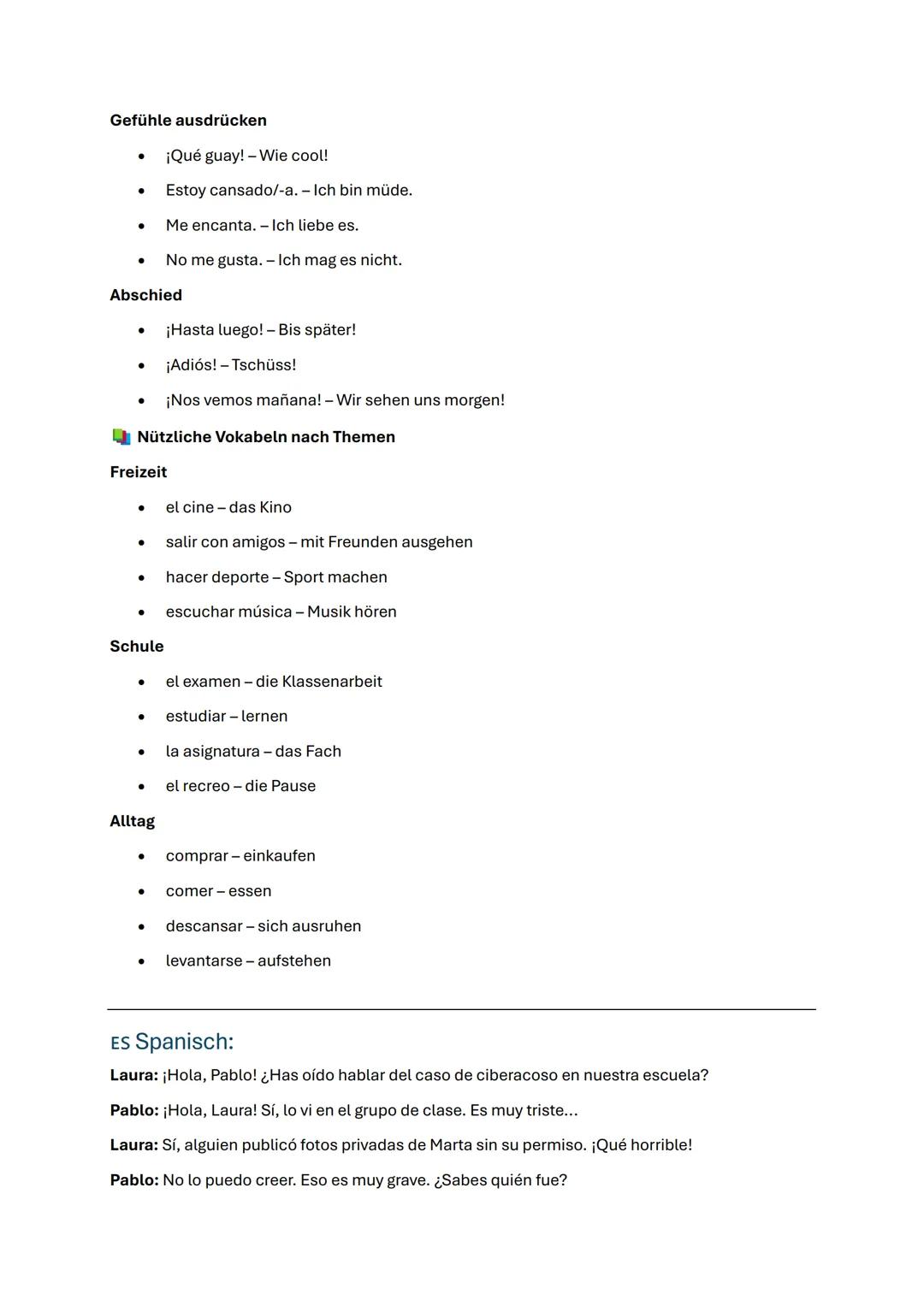 # Struktur eines Dialogs (diálogo)
Ein Dialog besteht aus einem Gespräch zwischen zwei oder mehreren Personen. In der
Klassenarbeit ist es o