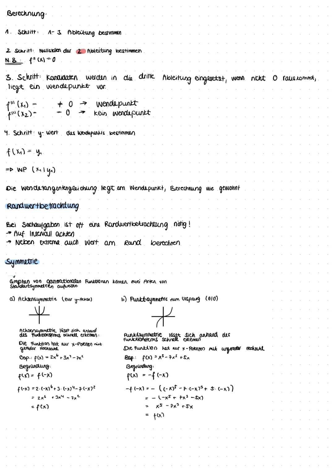 Rechnerische Bestimmung lokaler Extrema
A. Schritt: Erste und Zweite Ableitung bilden
f'(x) =
f"(x) =
2. Schritt: Nullstellen von f'(x) bere