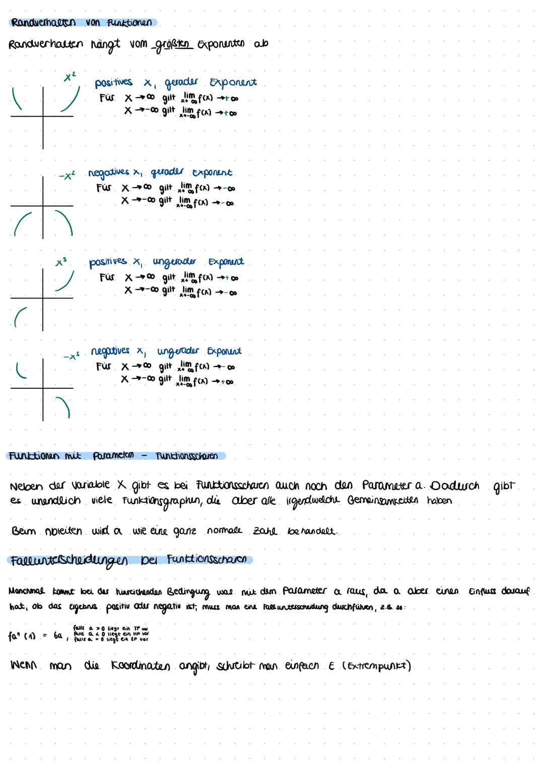 Rechnerische Bestimmung lokaler Extrema
A. Schritt: Erste und Zweite Ableitung bilden
f'(x) =
f"(x) =
2. Schritt: Nullstellen von f'(x) bere