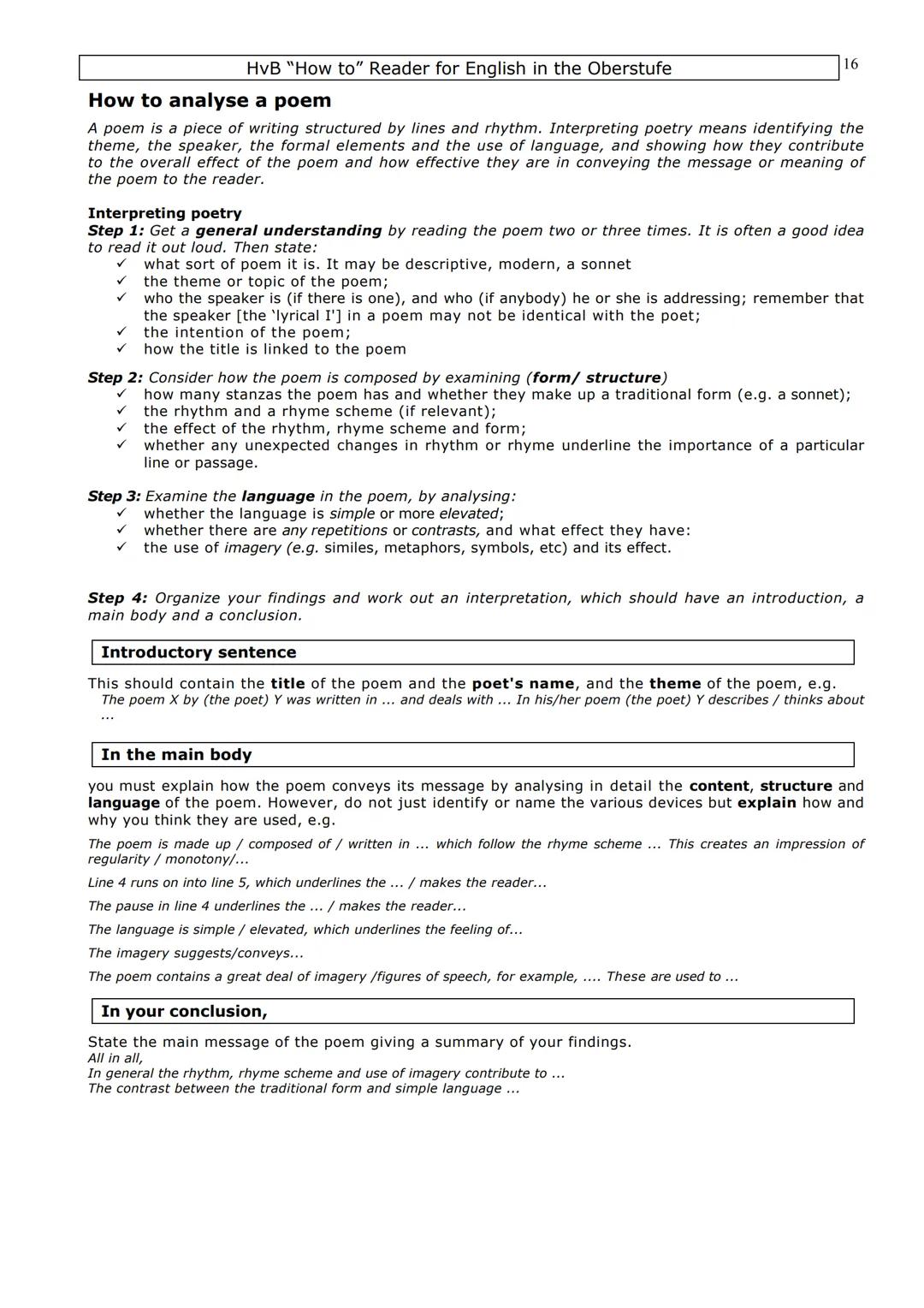 HvB "How to" Reader for English in the Oberstufe
Introduction
This collection of "How to do" materials is a guideline for you to help you go