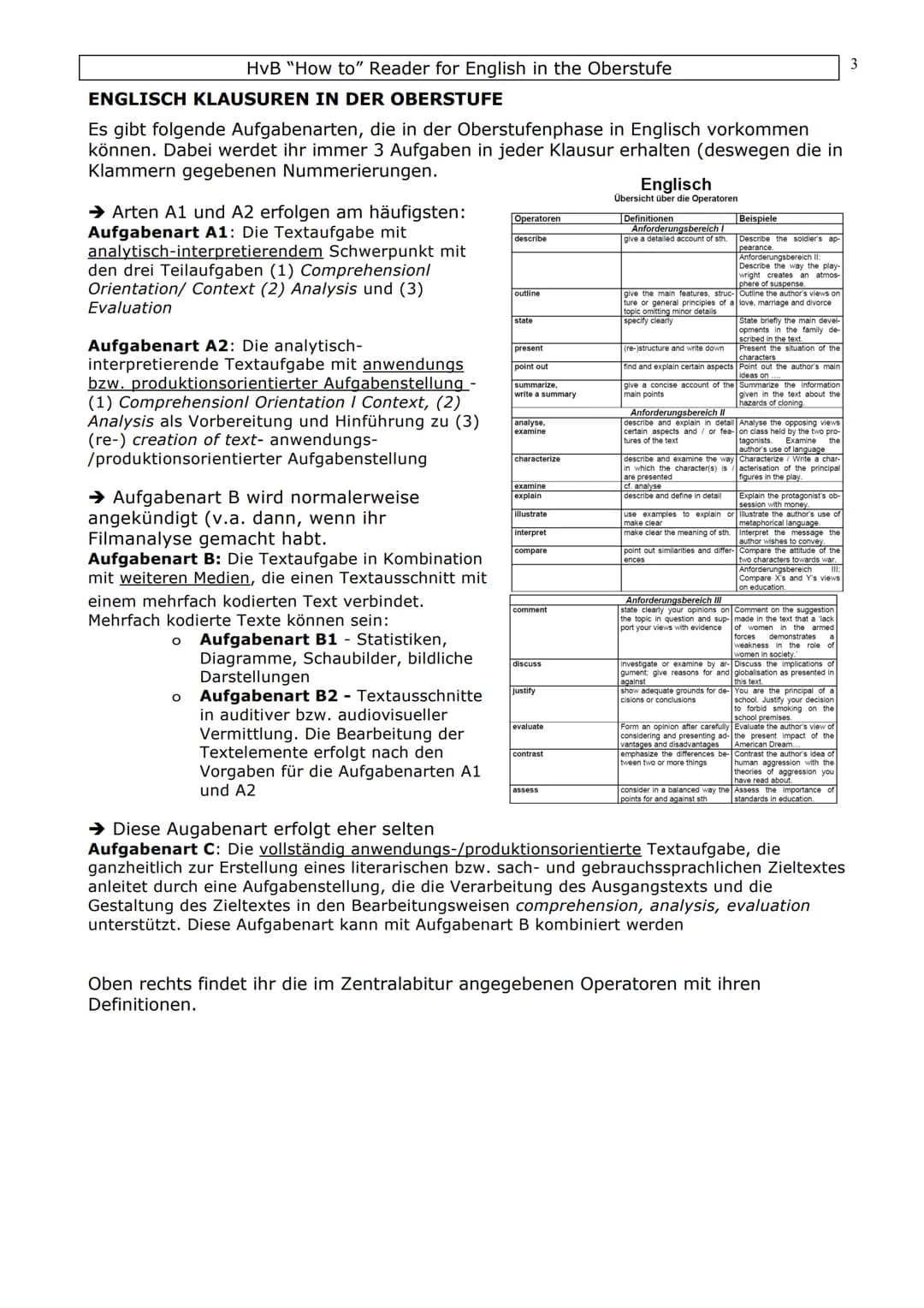 HvB "How to" Reader for English in the Oberstufe
Introduction
This collection of "How to do" materials is a guideline for you to help you go