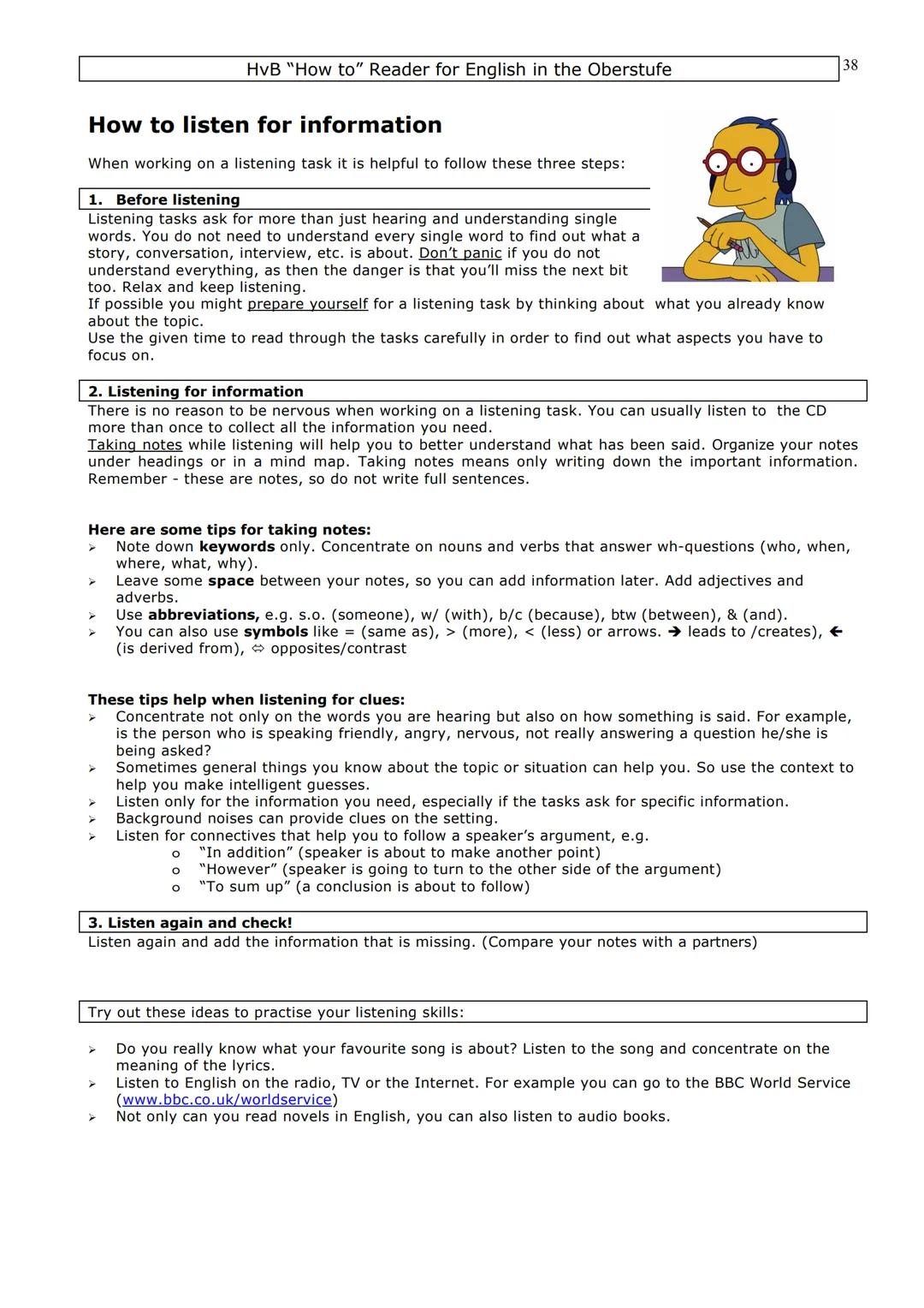 HvB "How to" Reader for English in the Oberstufe
Introduction
This collection of "How to do" materials is a guideline for you to help you go