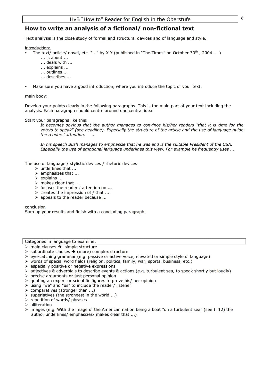 HvB "How to" Reader for English in the Oberstufe
Introduction
This collection of "How to do" materials is a guideline for you to help you go