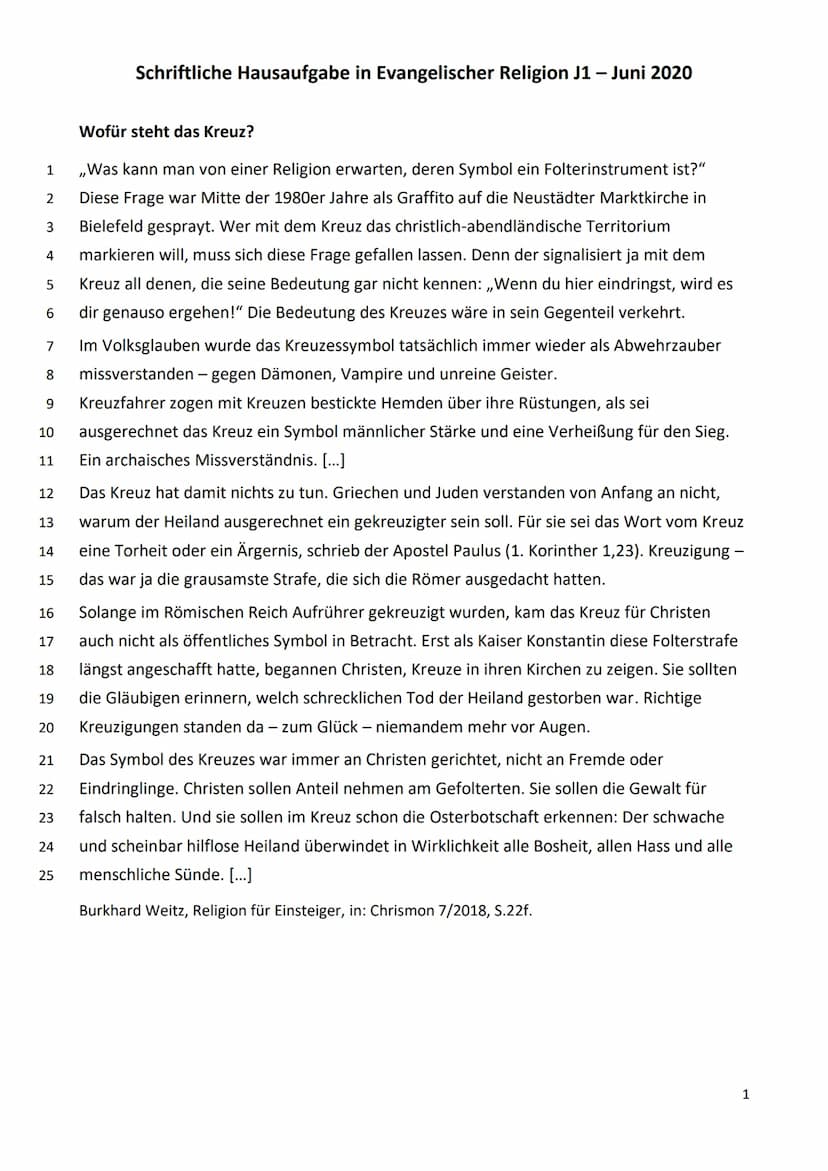 16.06.2020
Schriftliche Hausaufgabe Religion
Religion Hausarbeit
bedeutung.html
Nr. 1
Das Kreuz wurde erst zu einem öffentlichen christliche