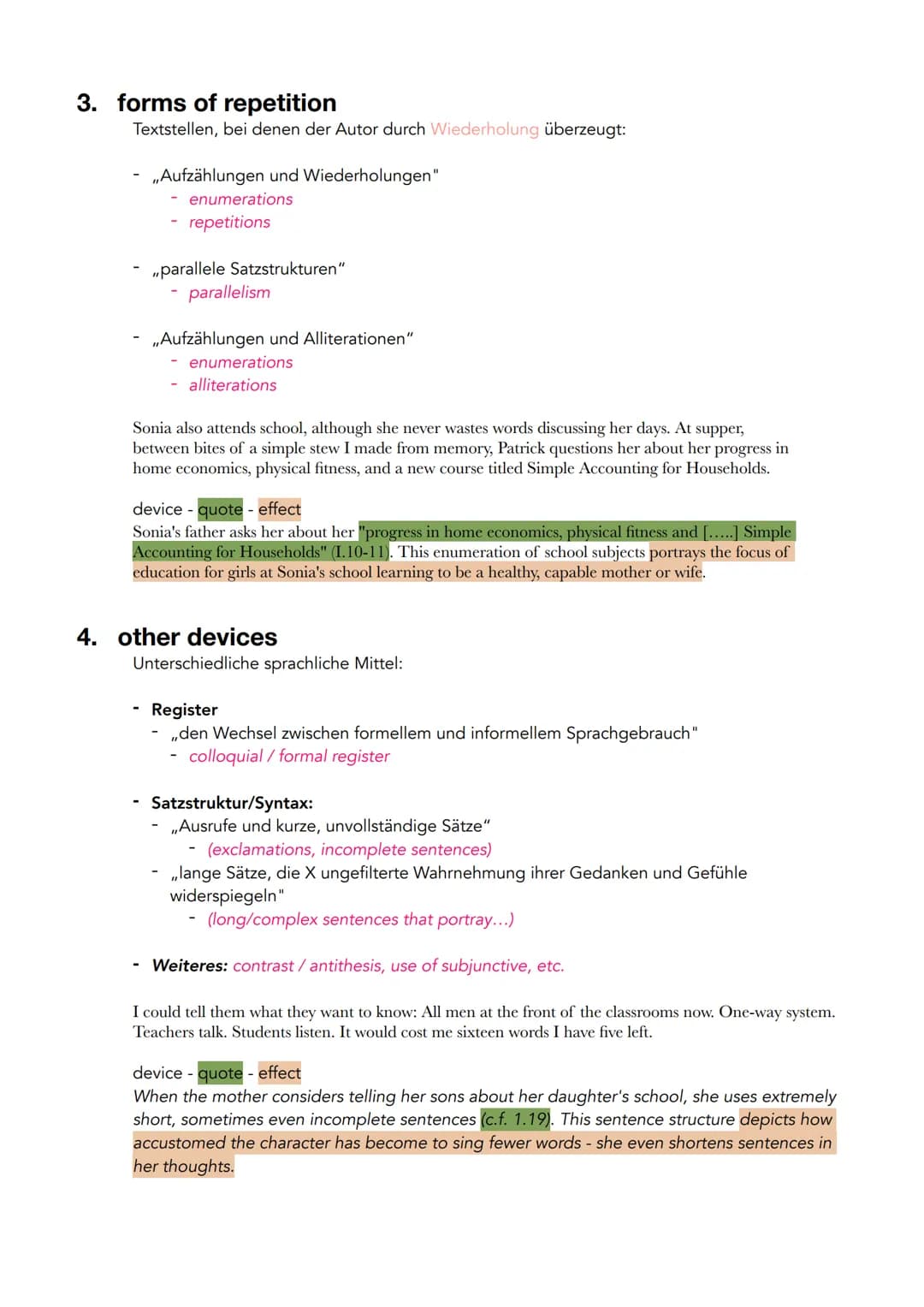 How to analyse "use of language"
1. imagery
Textstellen, bei denen der Autor sprachliche Bilder nutzt:
,,eine Bildhafte Sprache"; ,,anschaul