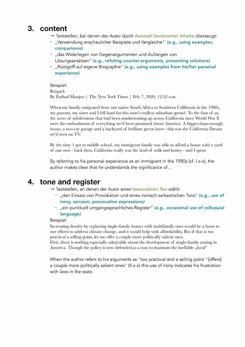 How to analyse "use of language"
1. imagery
Textstellen, bei denen der Autor sprachliche Bilder nutzt:
,,eine Bildhafte Sprache"; ,,anschaul