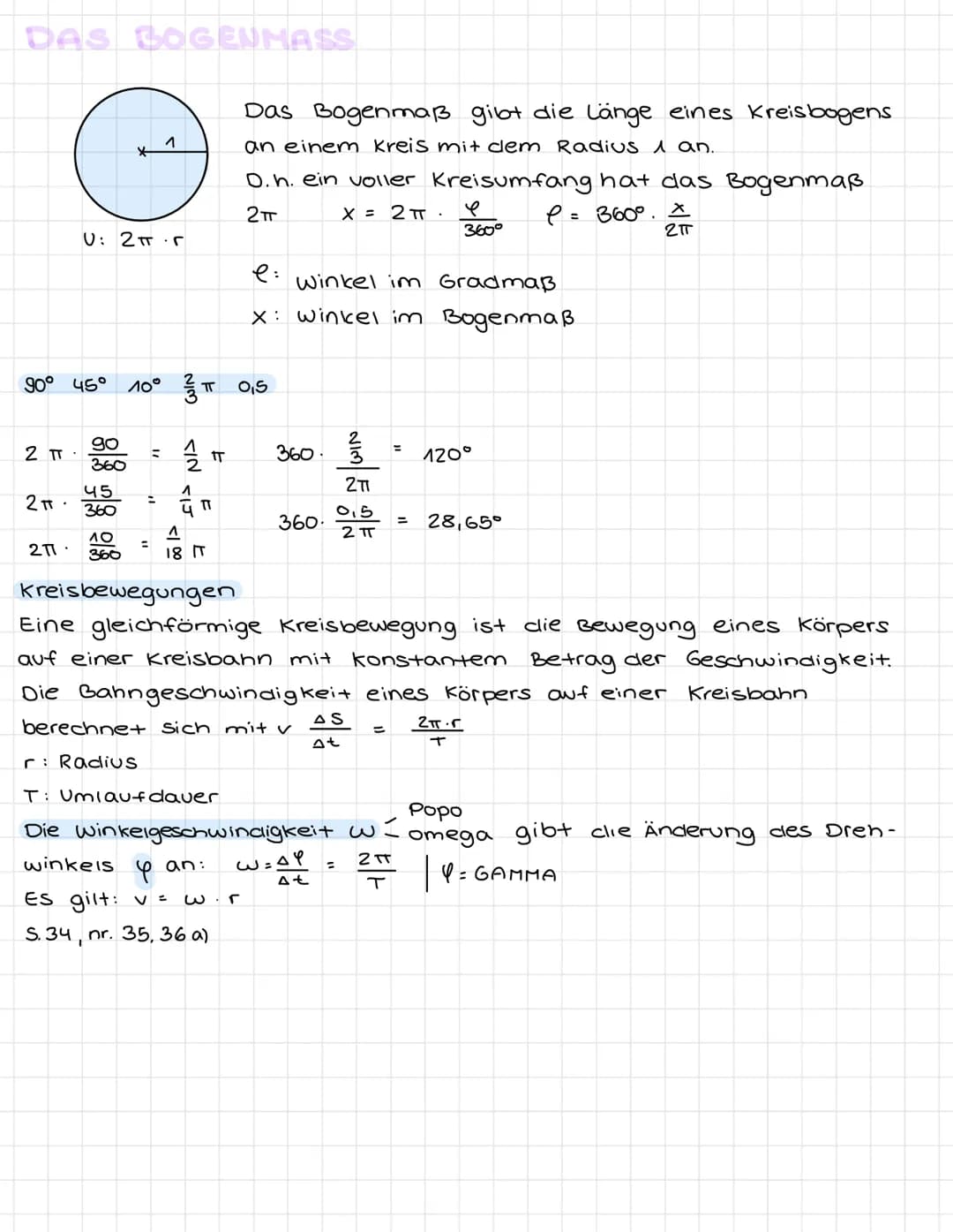 DAS BOGENMASS
2 T
②
U: 2π.r
2 п
90° 45° 10° /π 0,5
П
211.
90
360
45
360
10
360
=
دان داع
18 IT
IT
Das Bogenmaß gibt die Länge eines Kreisbog