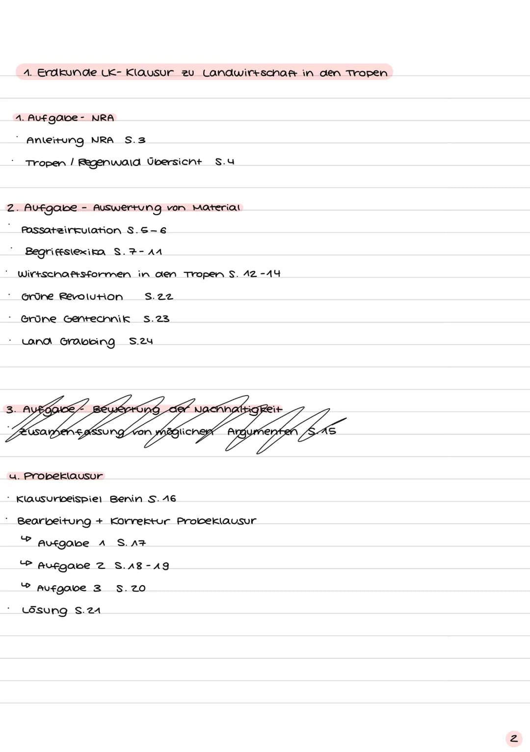  1. Erdkunde LK-Klausur zu Landwirtschaft in den Tropen.
1. Aufgabe - NRA
Anleitung NRA S. 3
Tropen / Regenwald Übersicht S.4
2. Aufgabe - A