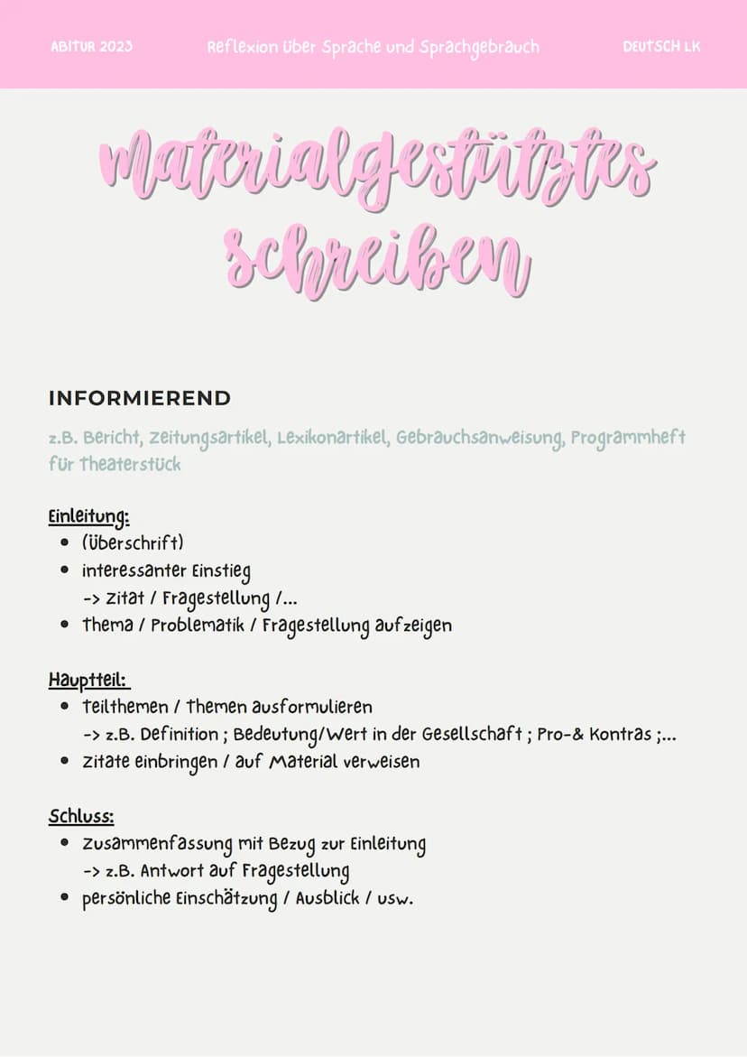DEUTSCH
ABITUR
2023 ABITUR 2023
INHALT
textbezogen:
Reflexion über Sprache und Sprachgebrauch
nowe
HOW TO.....
• Interpretation literarische