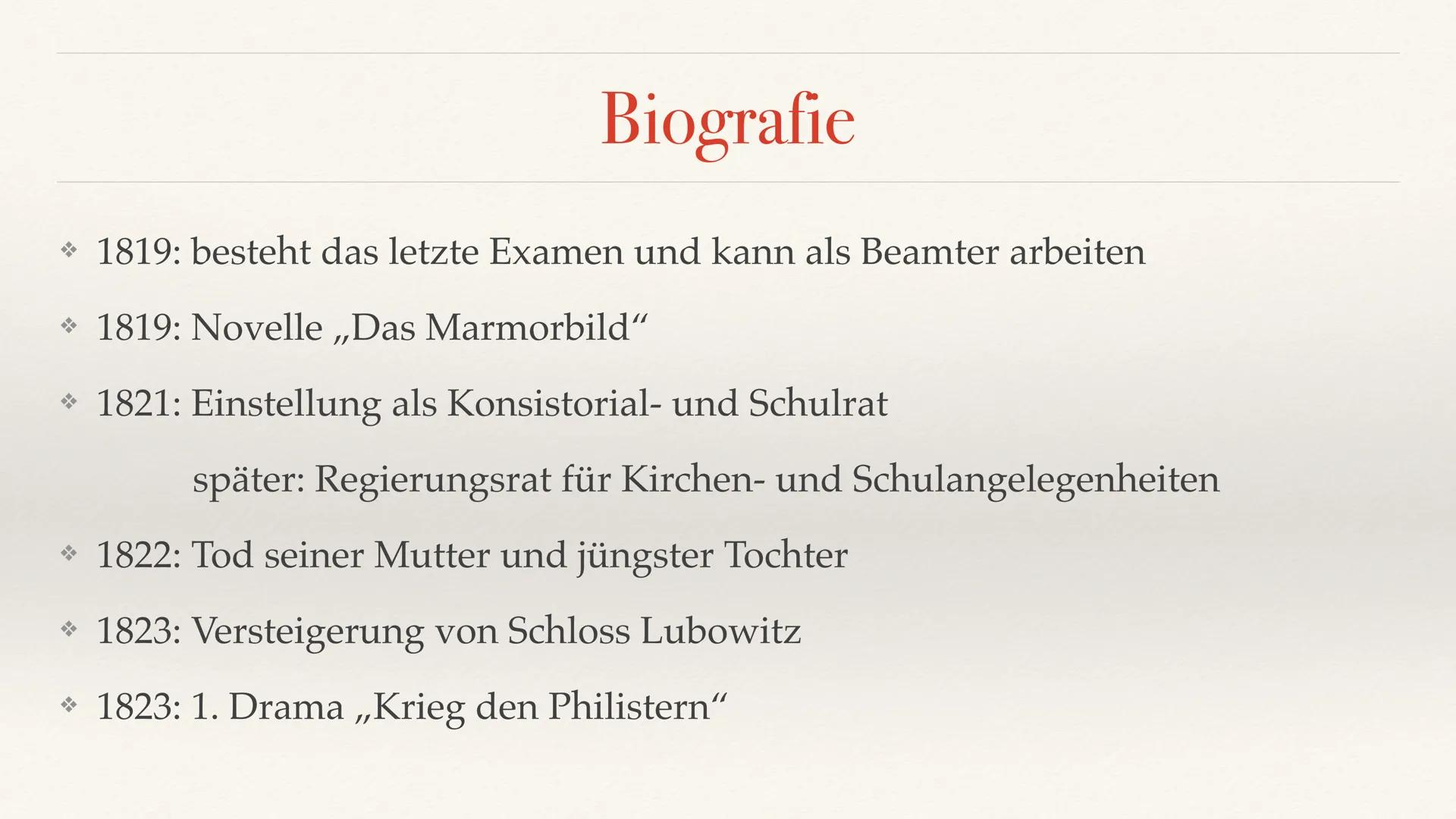 Joseph von Eichendorff
for this in fighting Eichendorff
→ sehr bedeutender Schriftsteller
→ bekannt für seine Gedichte
* Merkmale: Volkslied