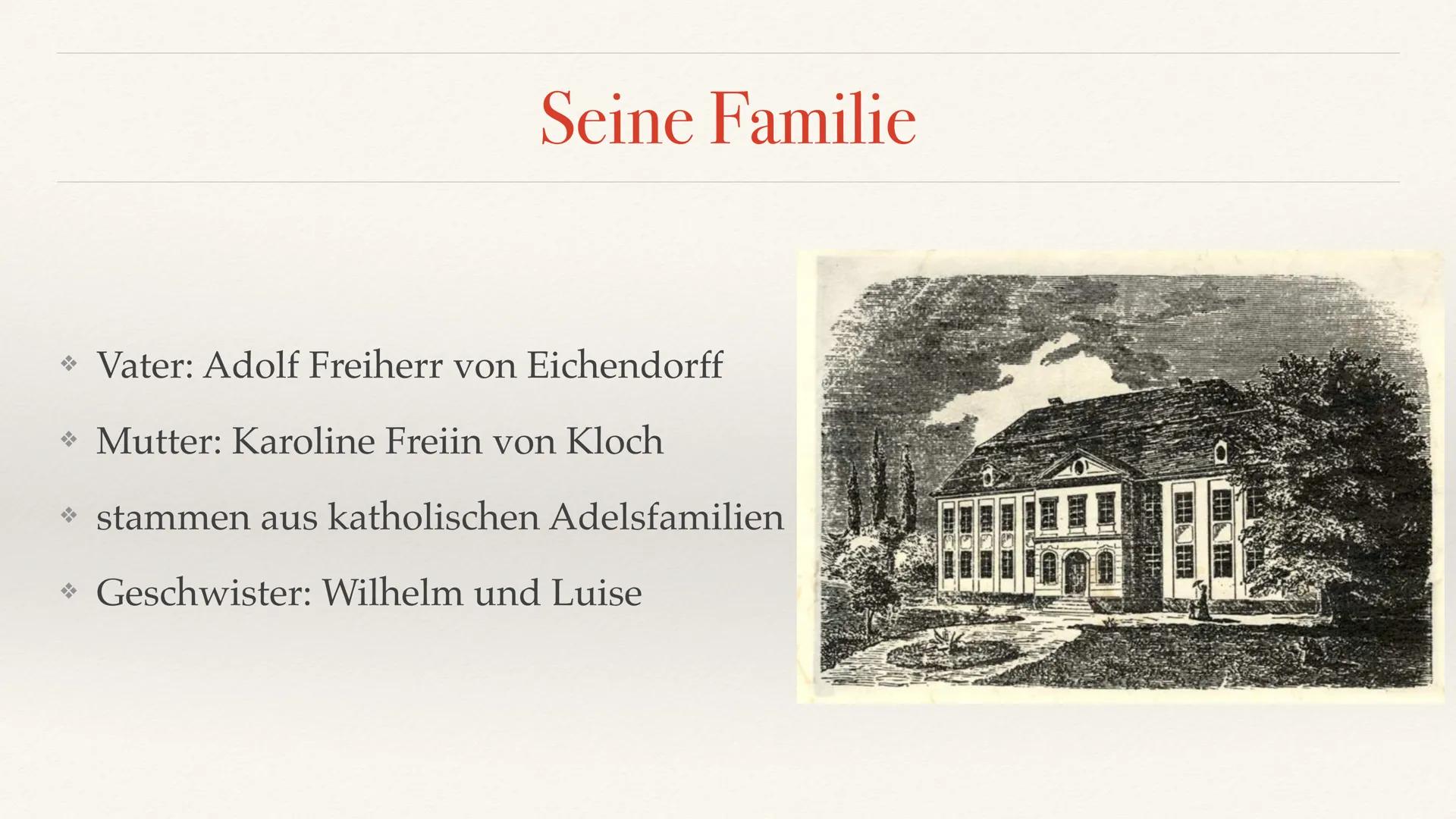Joseph von Eichendorff
for this in fighting Eichendorff
→ sehr bedeutender Schriftsteller
→ bekannt für seine Gedichte
* Merkmale: Volkslied