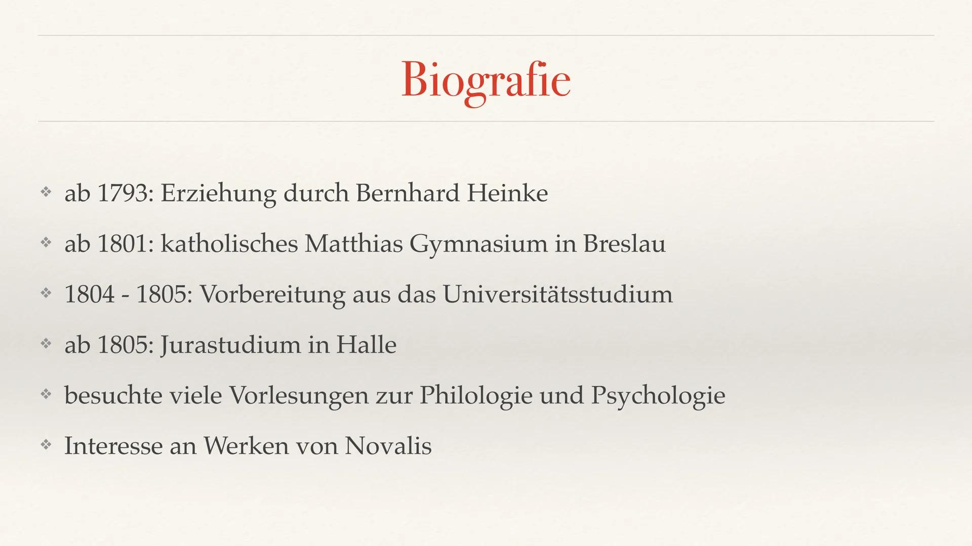 Joseph von Eichendorff
for this in fighting Eichendorff
→ sehr bedeutender Schriftsteller
→ bekannt für seine Gedichte
* Merkmale: Volkslied