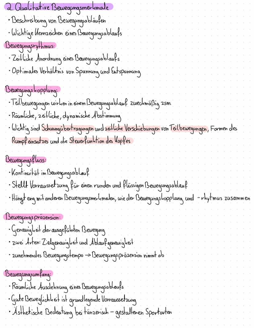 Sport
Lernzettel
# Sport Lernzettel
Themen:
1. Warum Bewegungsanalyse? (Buch Seite 3.6)
2. Qualitative Bewegungsmerkmale (Buch Seite 40- 4.4