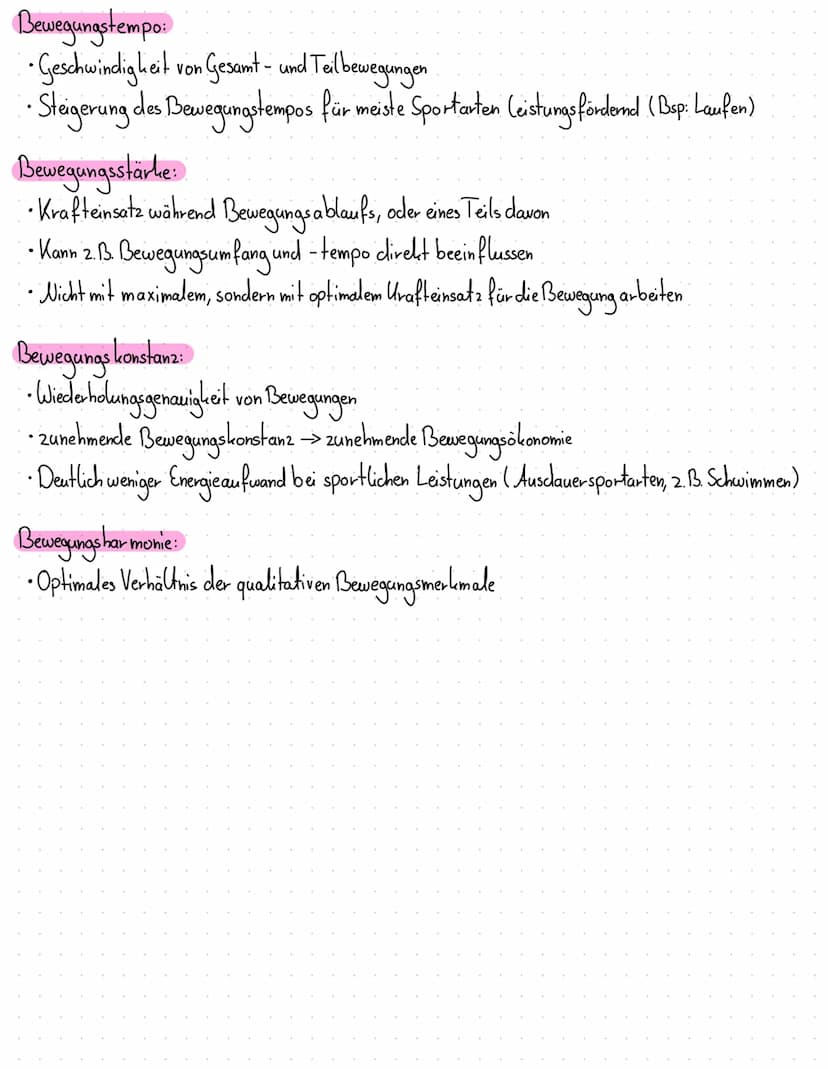 Sport
Lernzettel
# Sport Lernzettel
Themen:
1. Warum Bewegungsanalyse? (Buch Seite 3.6)
2. Qualitative Bewegungsmerkmale (Buch Seite 40- 4.4