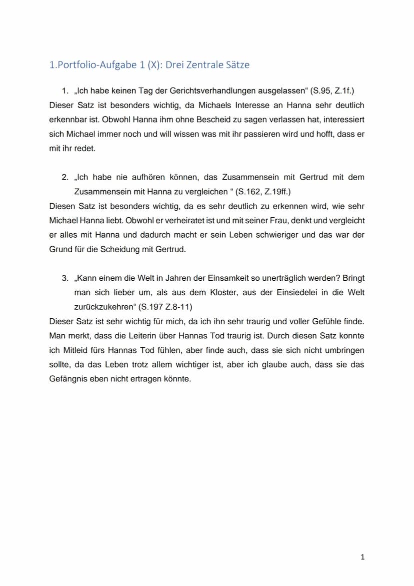 Deutsch Portfolio:
Der Vorleser
WA
Bernhard
Schlink
Der Vorleser
Roman Diogenes
Portfolio ,,Der Vorleser"
Lehrkraft:
Schülerin:
Abgabe Termi