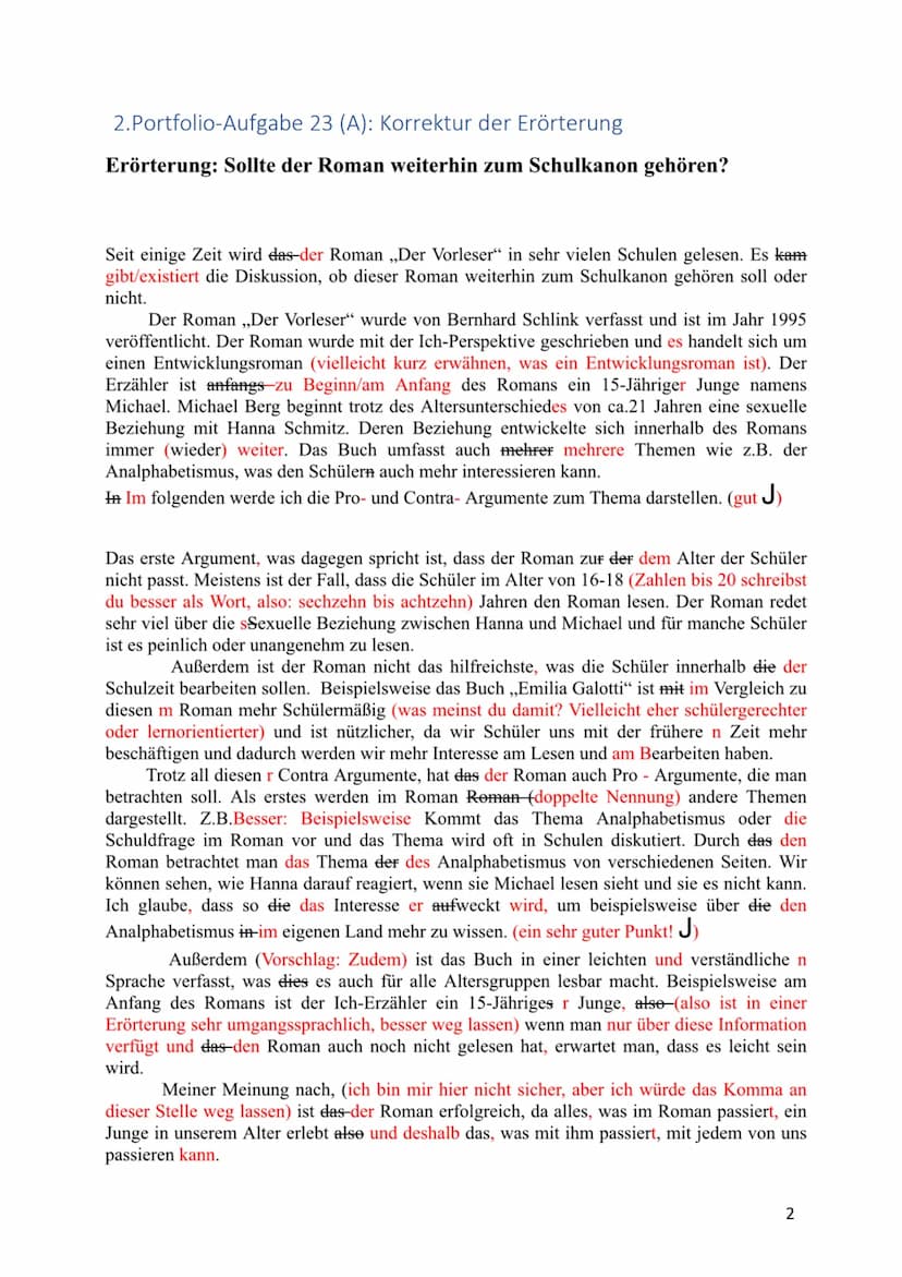 Deutsch Portfolio:
Der Vorleser
WA
Bernhard
Schlink
Der Vorleser
Roman Diogenes
Portfolio ,,Der Vorleser"
Lehrkraft:
Schülerin:
Abgabe Termi