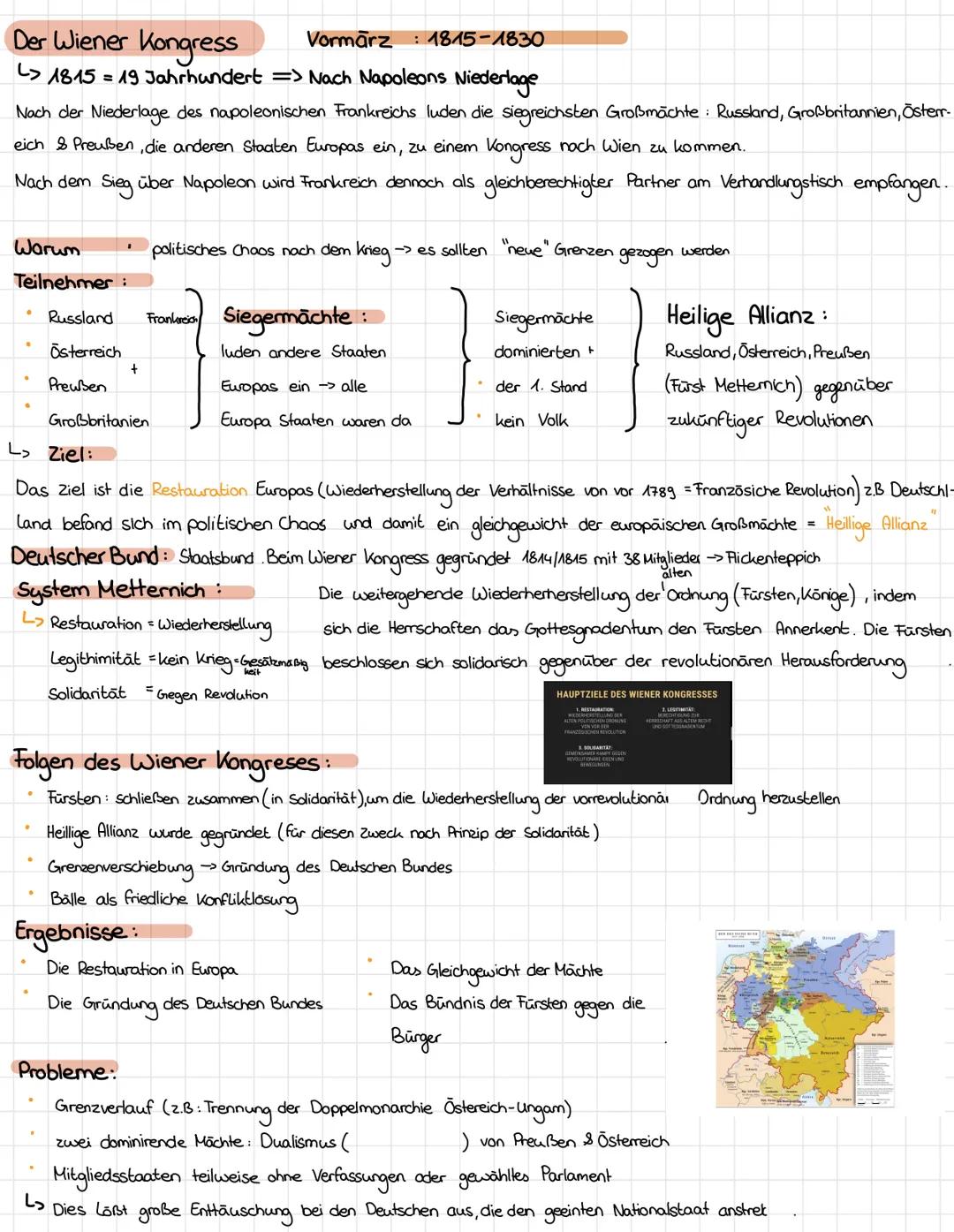 # Der Wiener Kongress
Vormārz: 1815-1830
> 1815 = 19 Jahrhundert => Nach Napoleons Niederlage

Nach der Niederlage des napoleonischen Frankr