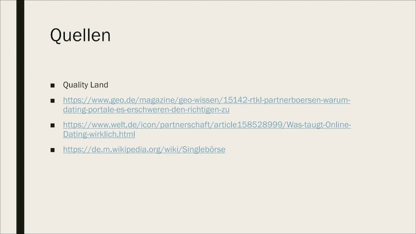 r
ONLINE
DATING
PORTALE
Der neue weg zum idealen Partner?
Viola Gliederung
■ Quality Partner
■
Dating in QualityLand
■ Onlinedating in der j