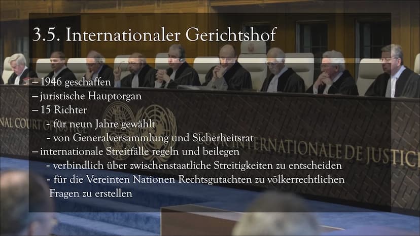 UNO
Vereinte Nationen UNITED NATIONS
NATIONS UNIES
Gliederung
1. Allgemein
2. Geschichte
3. Bestandteile
3.1. Generalversammlung
3.2. Sicher
