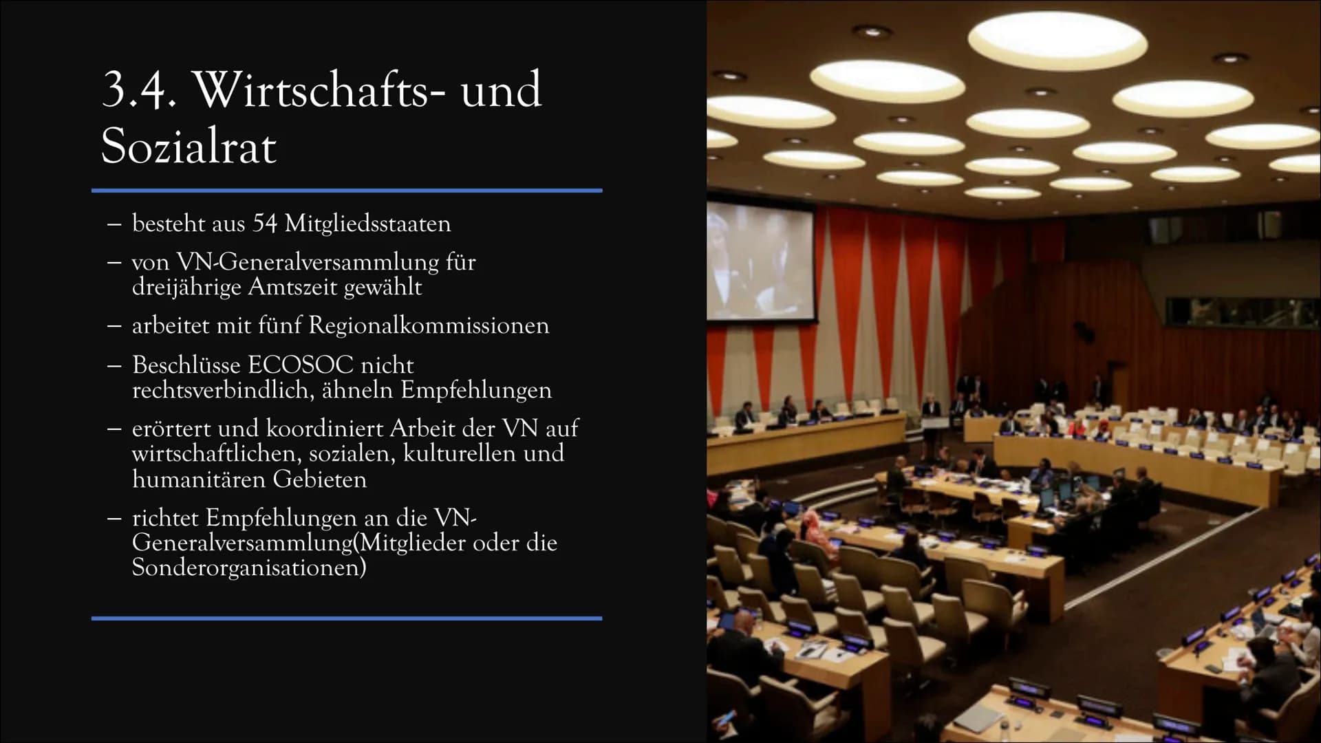 UNO
Vereinte Nationen UNITED NATIONS
NATIONS UNIES
Gliederung
1. Allgemein
2. Geschichte
3. Bestandteile
3.1. Generalversammlung
3.2. Sicher