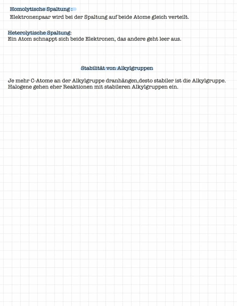 Radikalische Substitution - Nico & Pathu
Edukte: Halogenmolekül, Alkane
1.Schritt
Durch Energiezufuhr wird das Halogen homolytisch gespalten