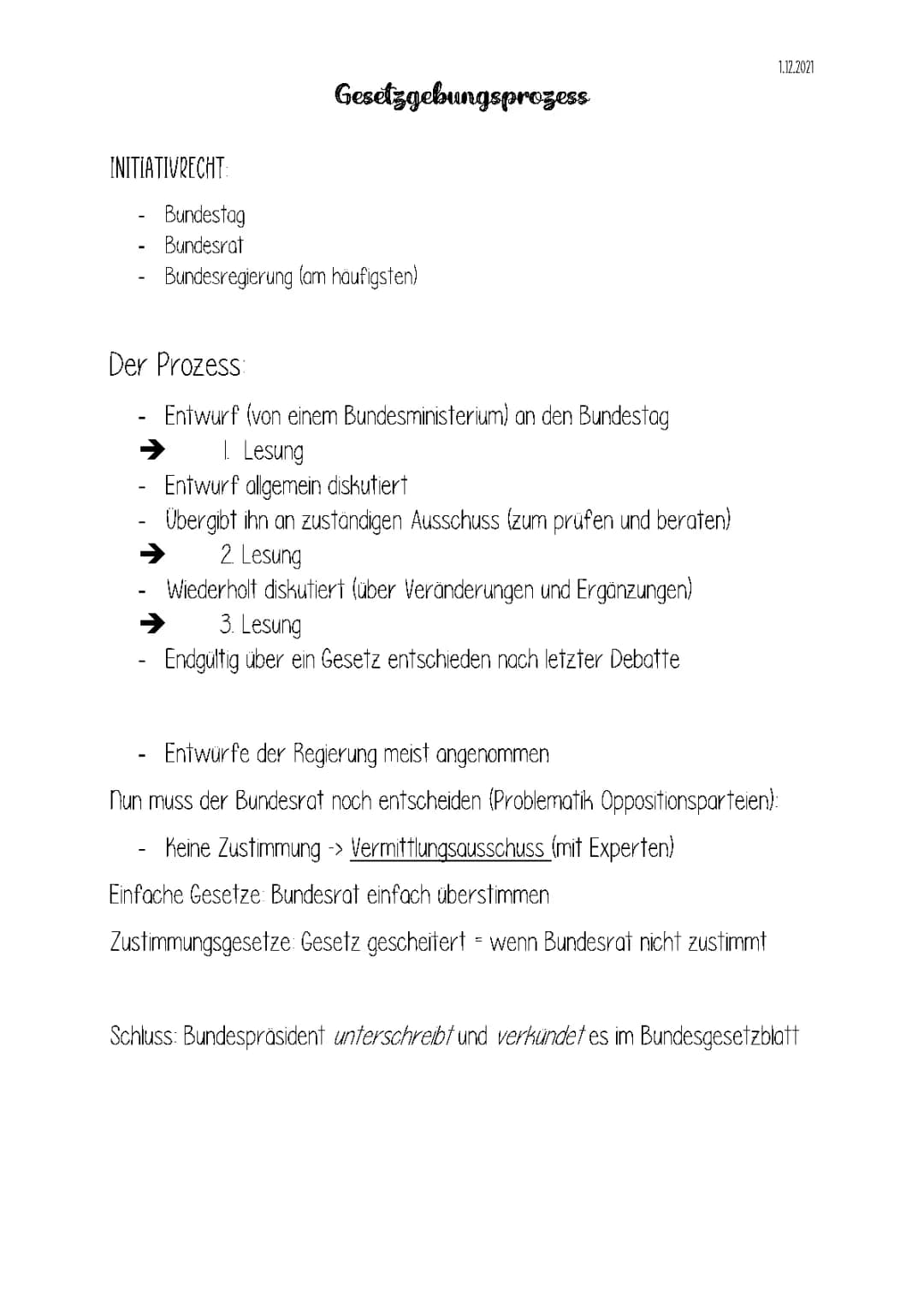 Gesetzgebungsprozess