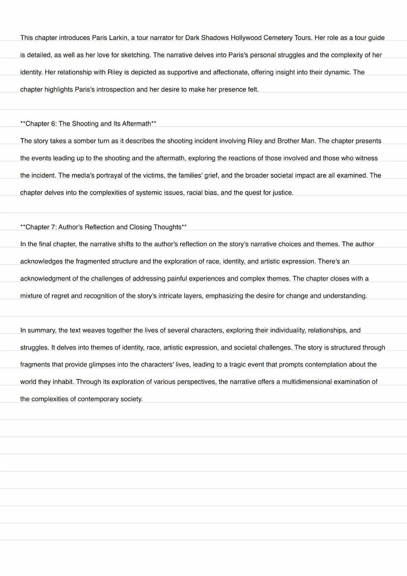 
<p>The story opens by introducing Riley, a young black man who embraces a unique style. He wears blue contact lenses, bleaches his hair, an