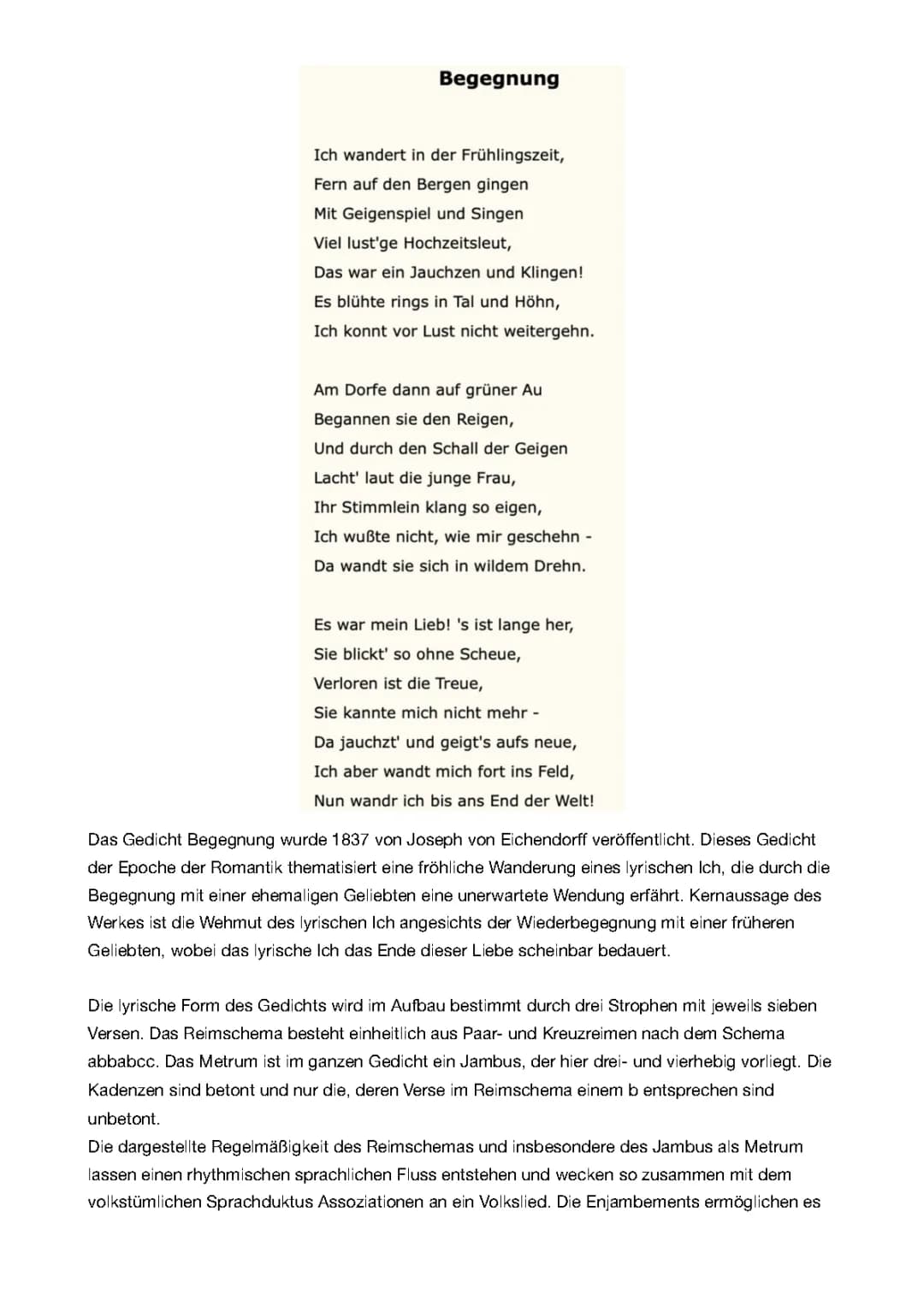 Eichendorff Gedicht: Begegnung an der Linde