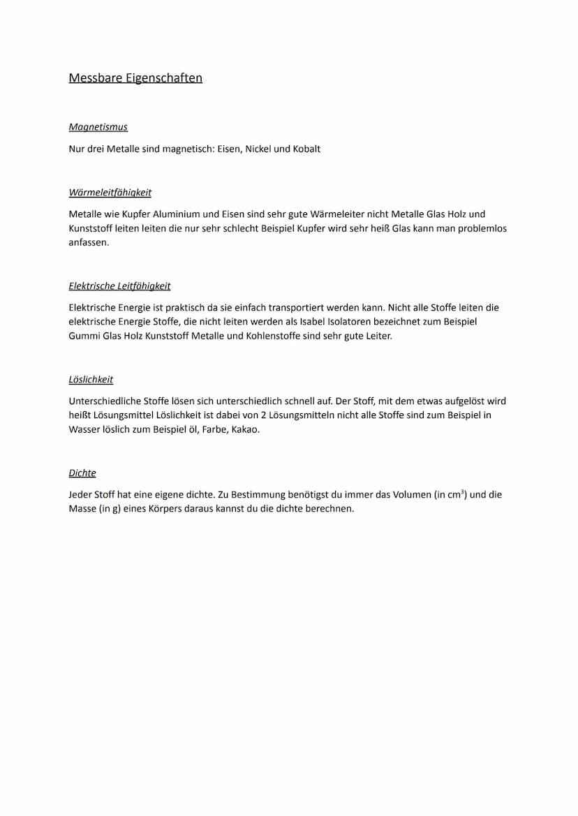 Stoffeigenschaften
Merke:
Verschiedene Stoffe haben verschiedene Eigenschaften. Mit Hilfe der Stoff Eigenschaften kann man
Stoffe beschreibe