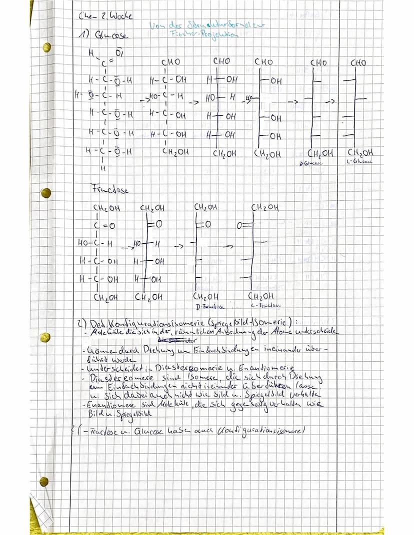 2. Woche
Aufgaben Chemie Boh Klasse 10b
1. Von der Strukturformel zur Fischerprojektion.
Ich habe versucht, die Schritte von der Strukturfor