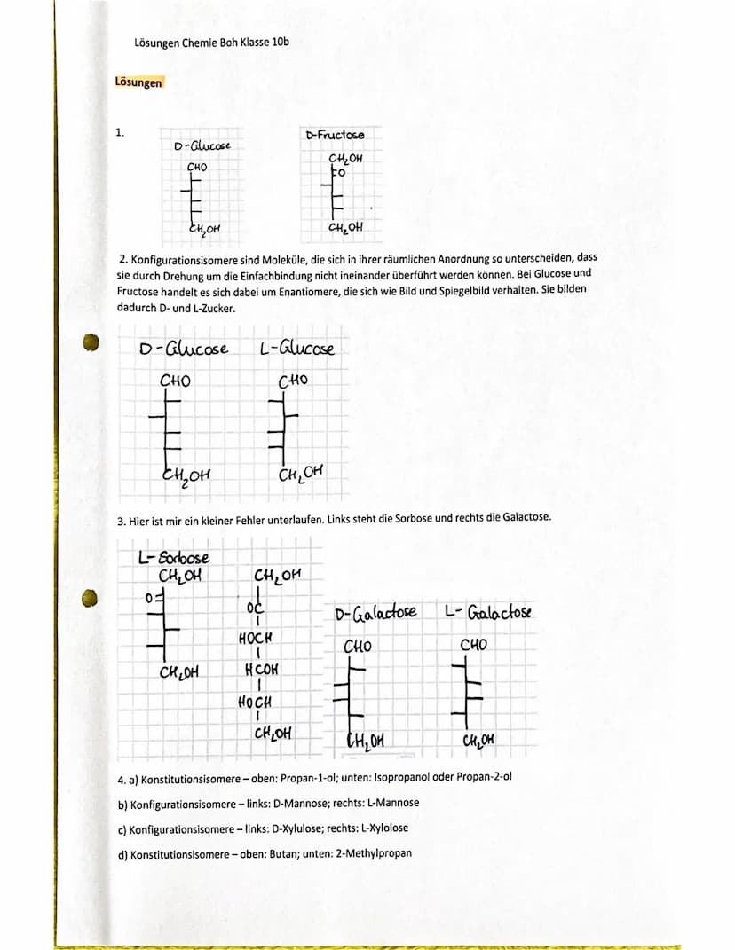2. Woche
Aufgaben Chemie Boh Klasse 10b
1. Von der Strukturformel zur Fischerprojektion.
Ich habe versucht, die Schritte von der Strukturfor